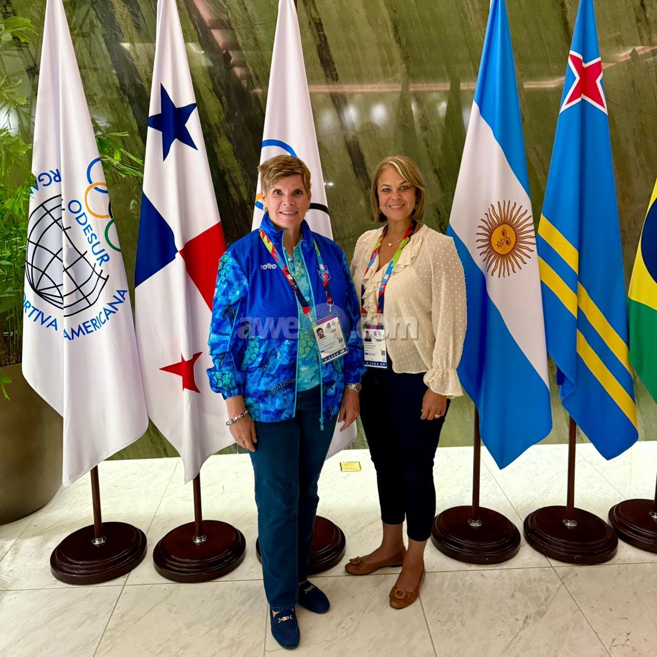 Directiva di COA presente na Weganan Suramericano di Hubentud Wanda Broeksema y Nicole Hoevertsz a yega Panama2026