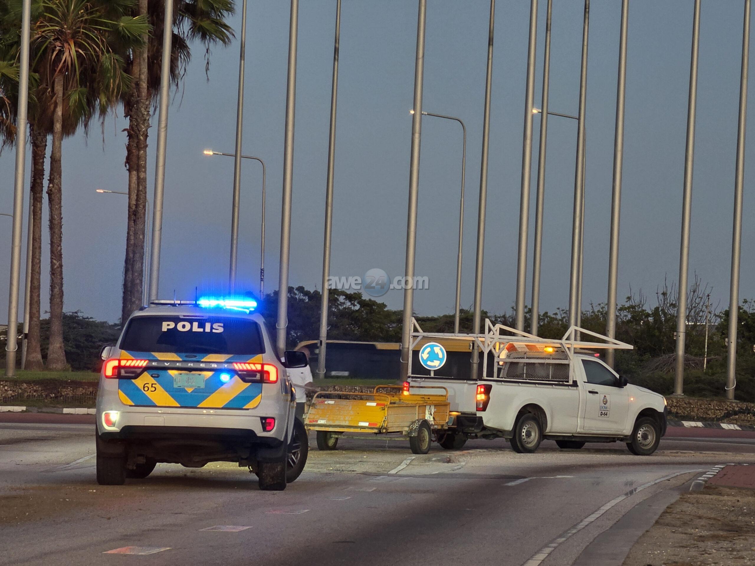 Police Close Road Near Airport After Oil Spill From Truck