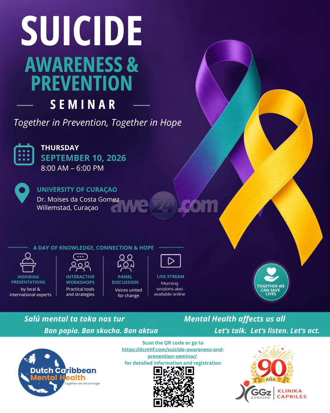 DCMH to Host Regional Suicide Prevention Seminar in Curaçao