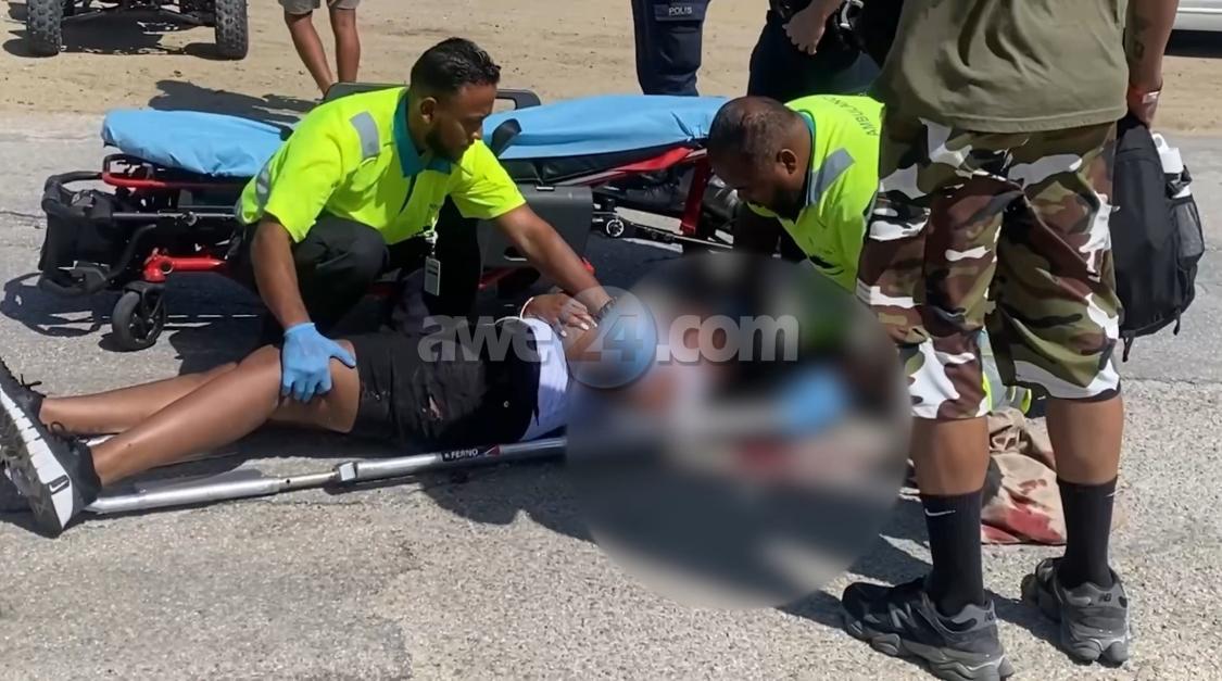 Tourist Woman Flips ATV After Riding Up Roadside Hill in Aruba