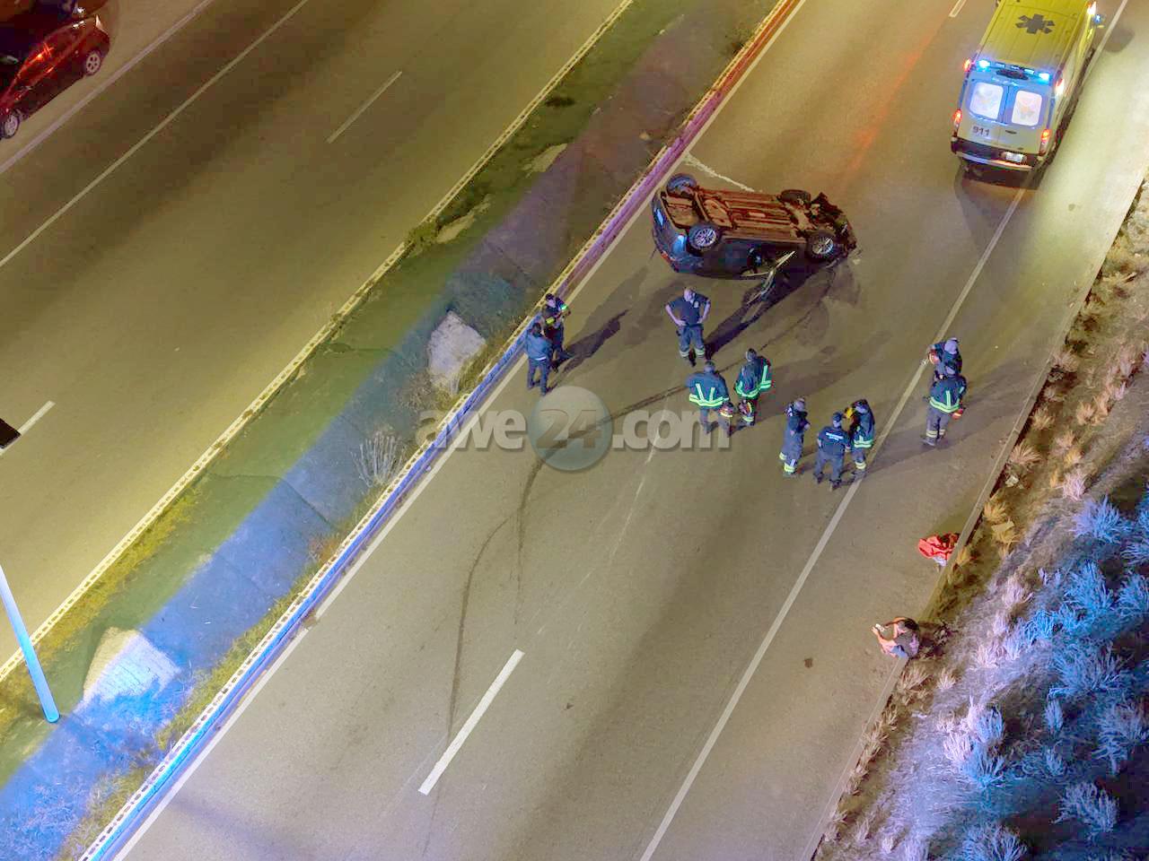 Kia Rio driver loses control and rolls over on road to Sero Patrishi