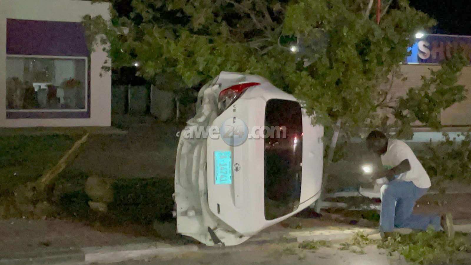 Impaired Driver Causes Crash at Piedra Plat Roundabout, Vehicle Overturns